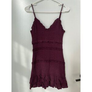 Olivaceous Mini Dress Size Medium Smocked Ruffle Fitted Bodycon Stretch Feminine